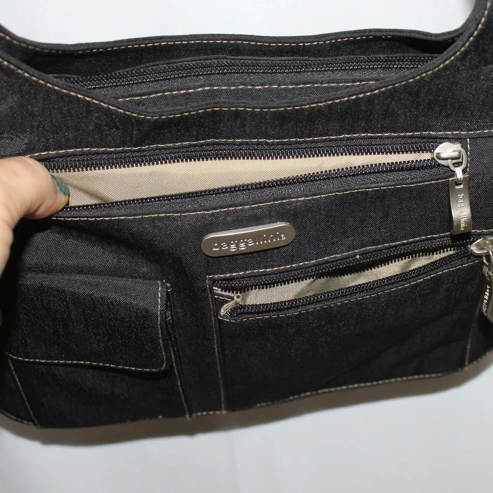 Baggallini Black Crinkle Nylon Crossbody Bag - Picture 4 of 7